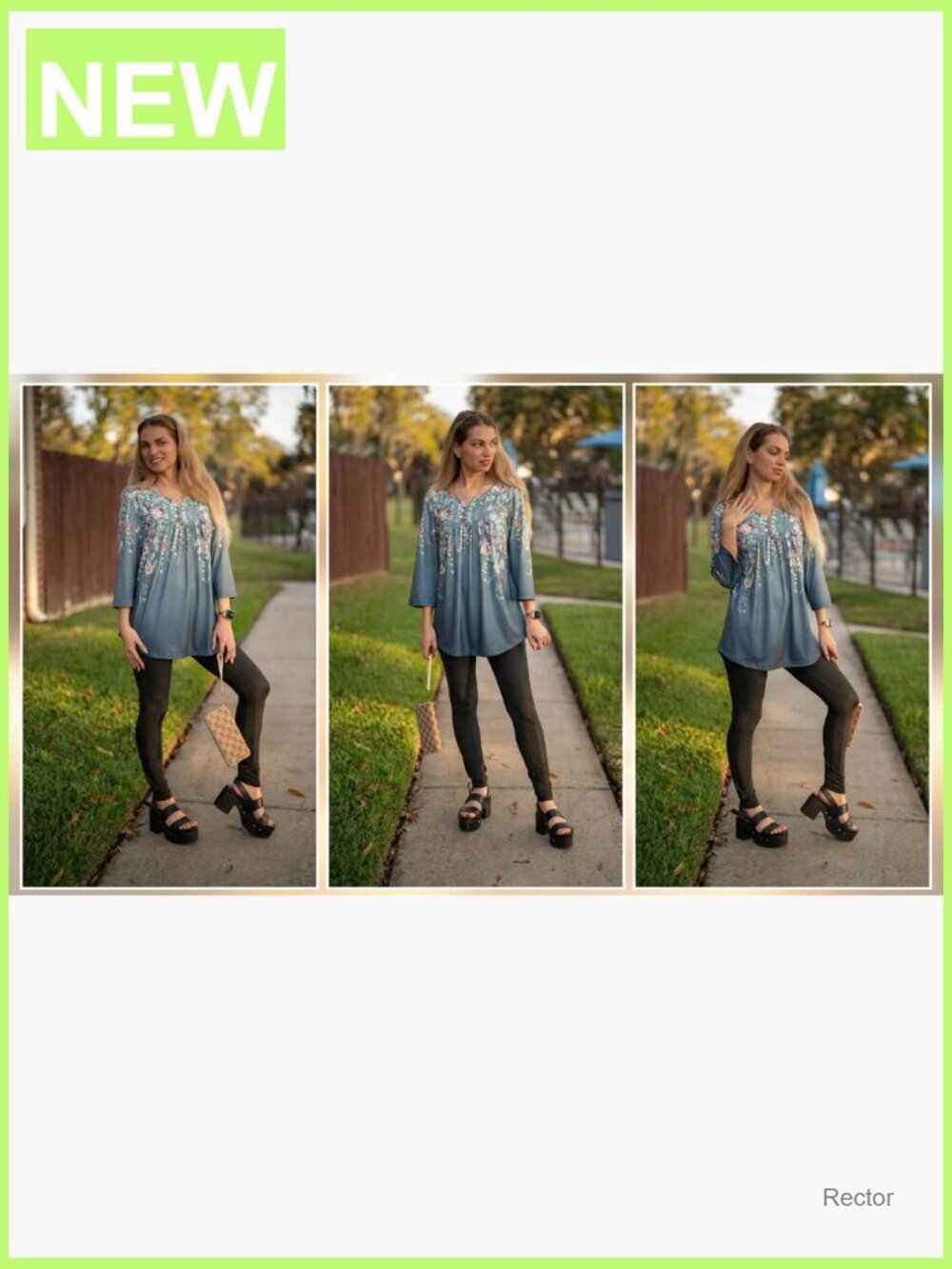 3/4 Sleeve V Neck Tunic Blouse Dressy Casual Work Top - Picture 6 of 7
